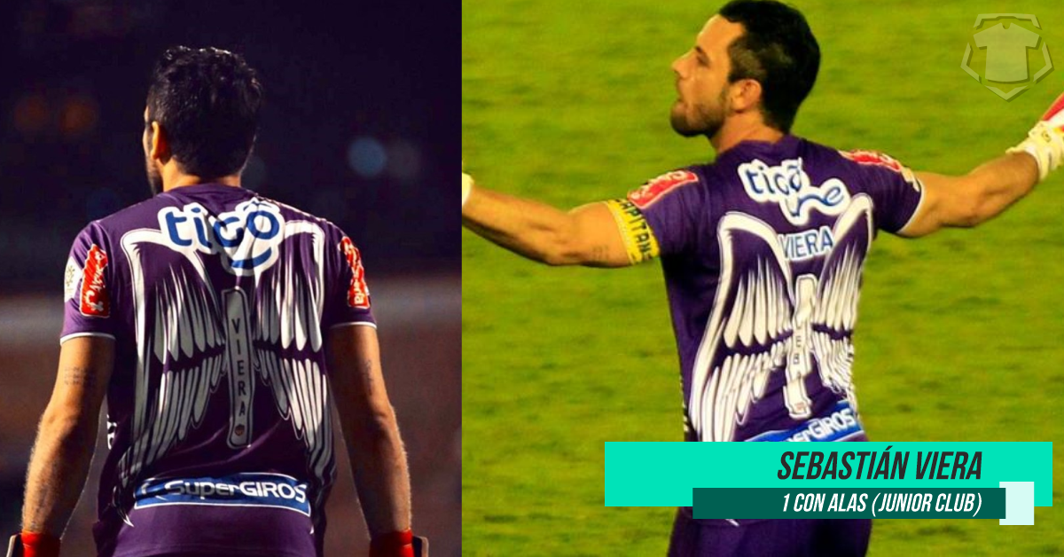 dorsal con alas de Sebastián Viera en Junior Club